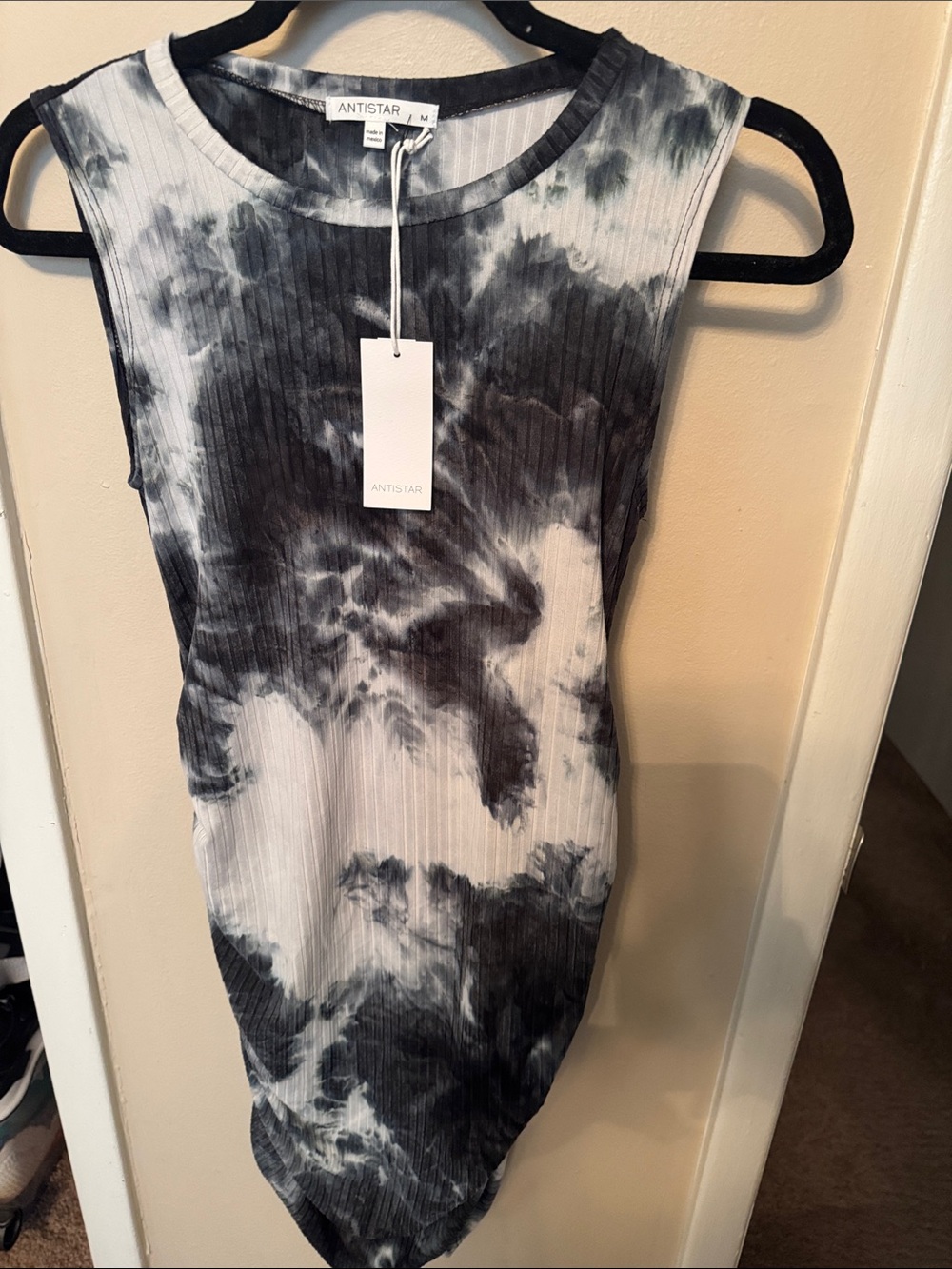 Women's Black & White Tie-Dye Ribbed dress